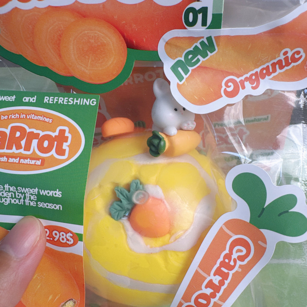 Crunchy Soft Carrot Bunny Squishy Ball 🥕🐰 - By Miaomiao Squishy