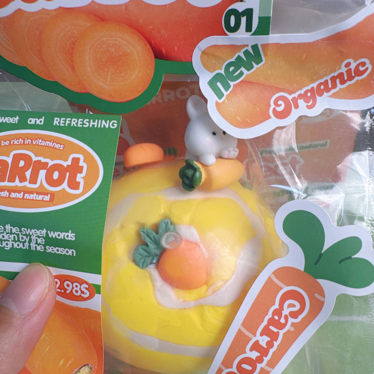 Crunchy Soft Carrot Bunny Squishy Ball 🥕🐰 - By Miaomiao Squishy