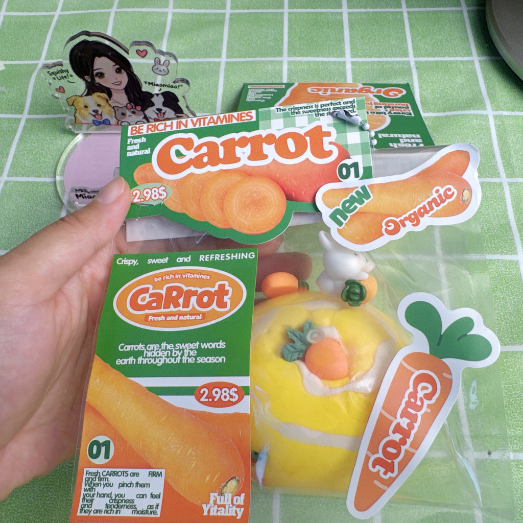 Crunchy Soft Carrot Bunny Squishy Ball 🥕🐰 - By Miaomiao Squishy