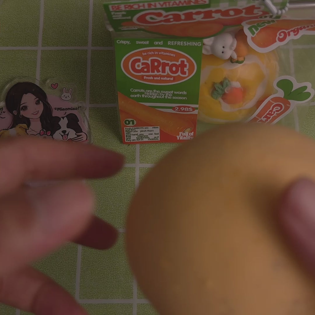 Crunchy Soft Carrot Bunny Squishy Ball 🥕🐰 - By Miaomiao Squishy